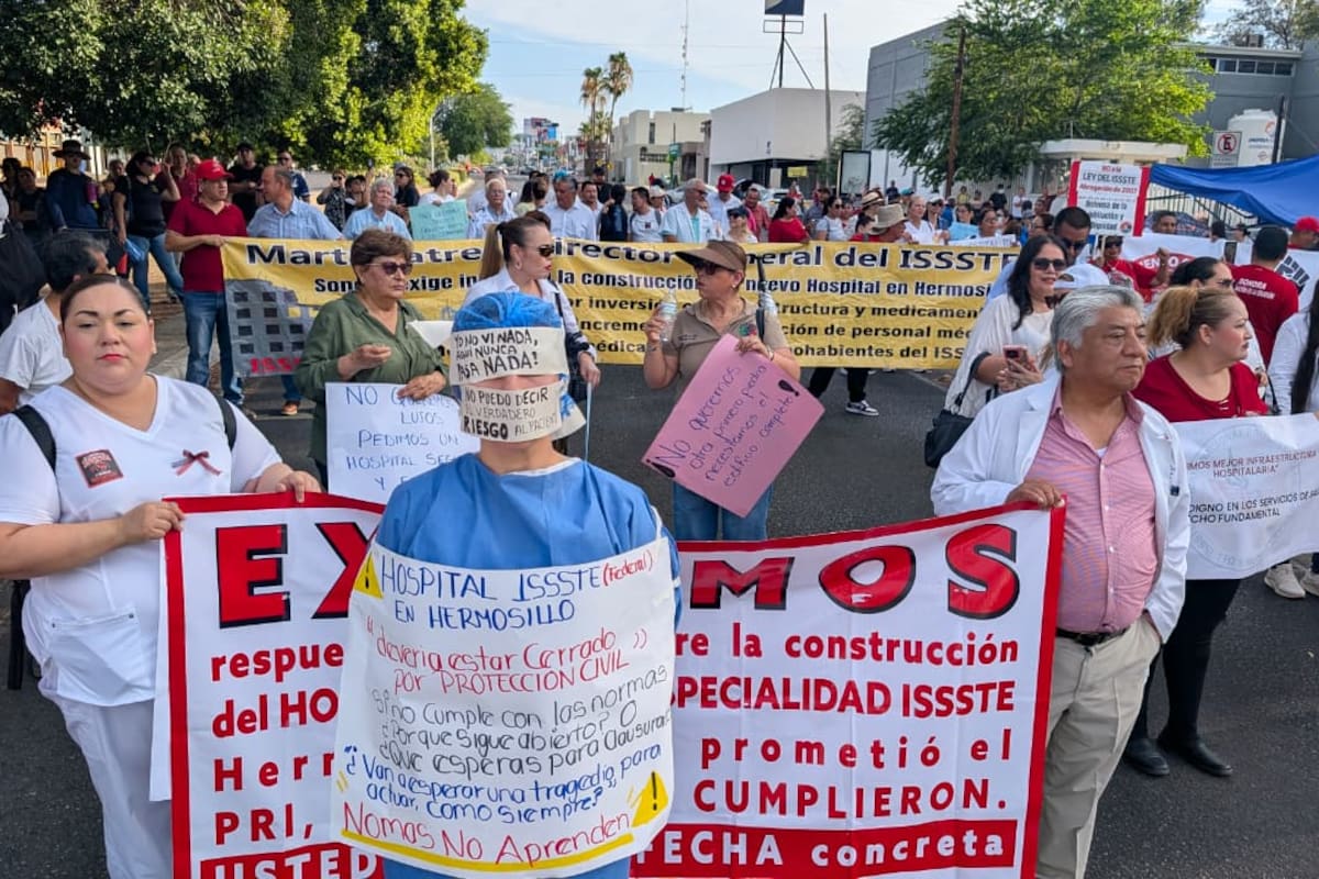 Bloquean bulevar Morelos frente al Issste en Hermosillo; exigen nuevo edificio y denuncian que el hospital ya no debe operar
