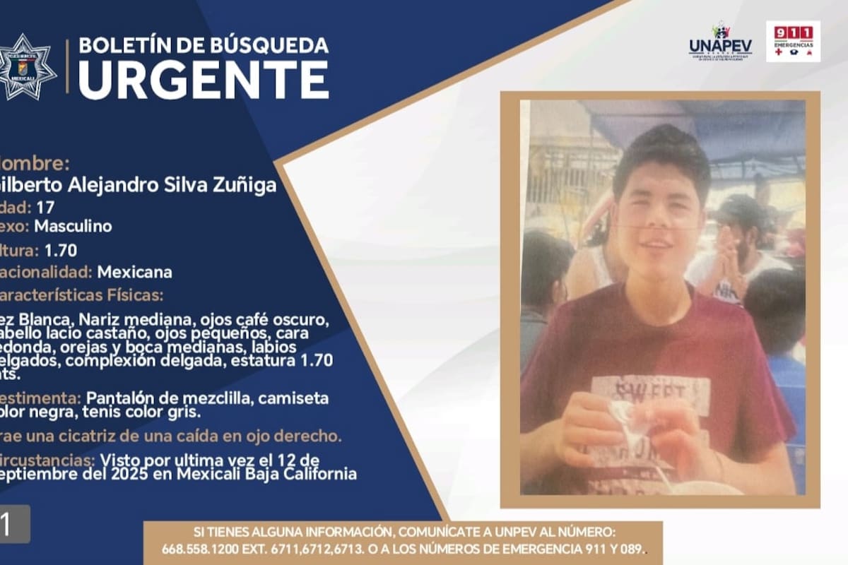 Se solicita información para localizar a Gilberto Alejandro Silva Zúñiga