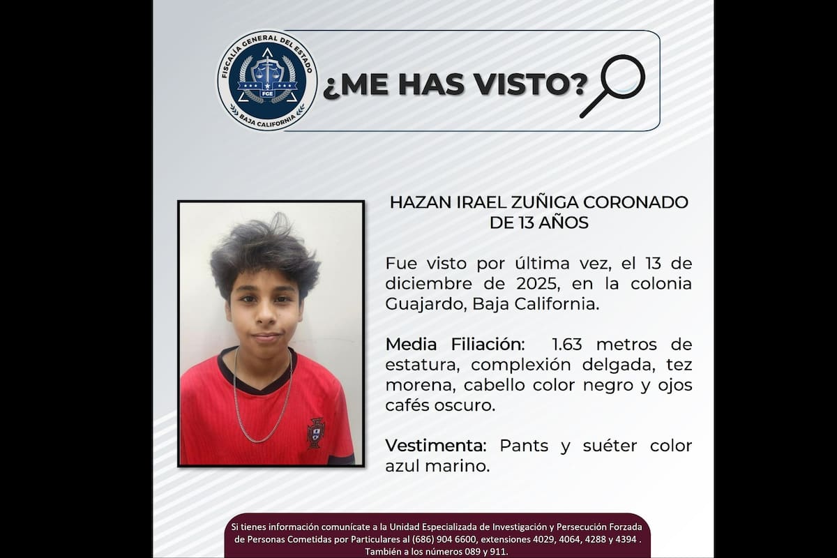 Hazan Israel, adolescente de 13 años, está desaparecido