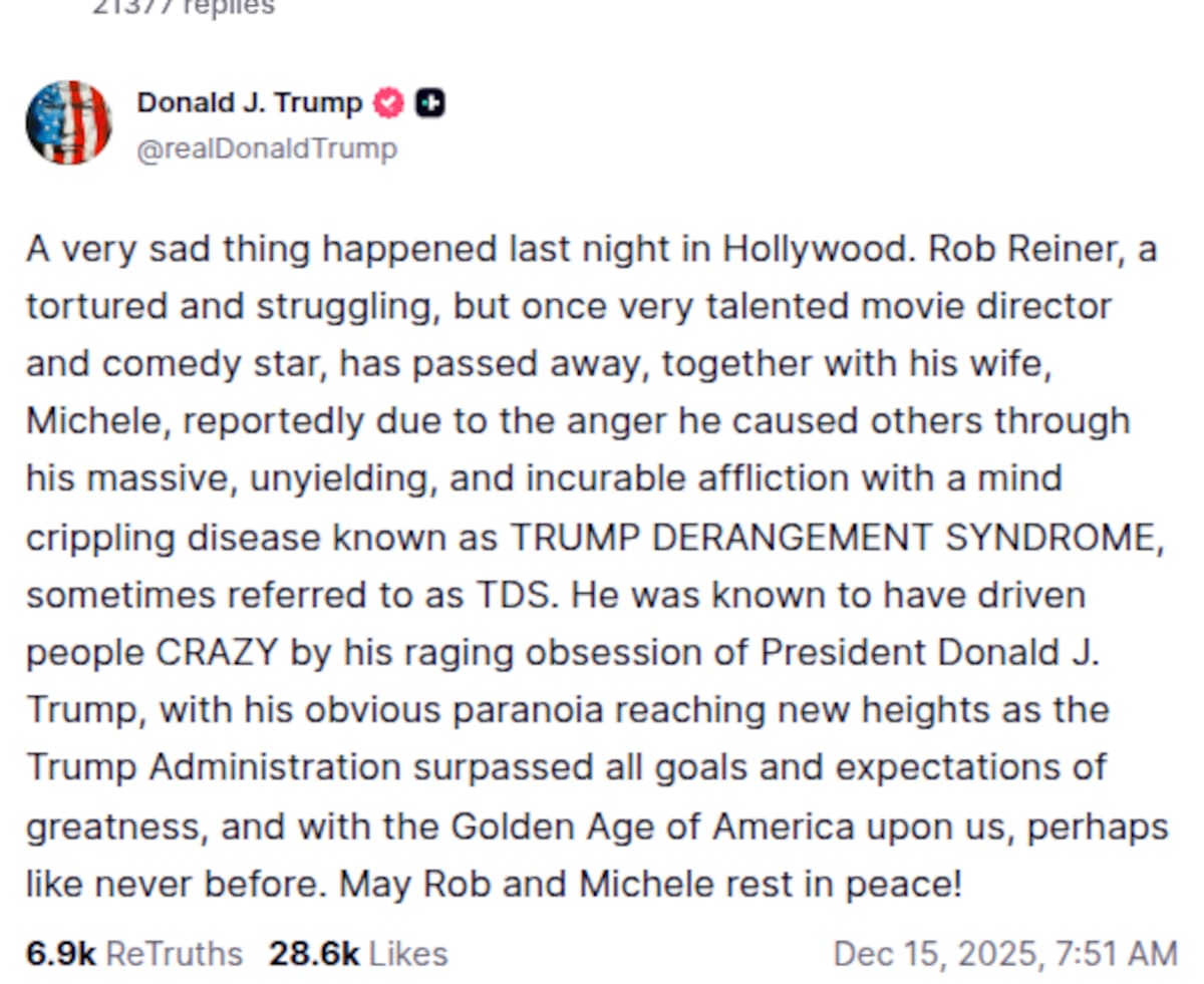 Comentario de Trump en Truth Social | @realDonaldTrump