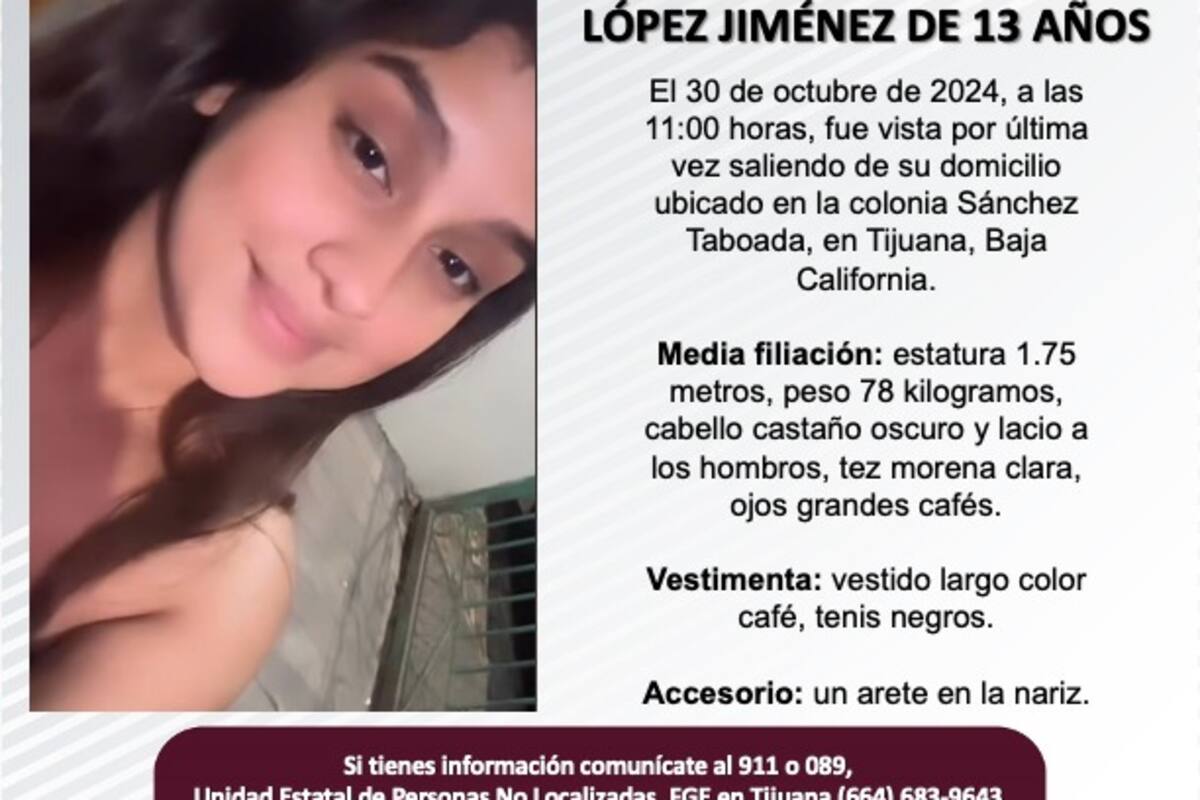 Se busca a Dominica Sherlyne López Jiménez de 13 años de edad