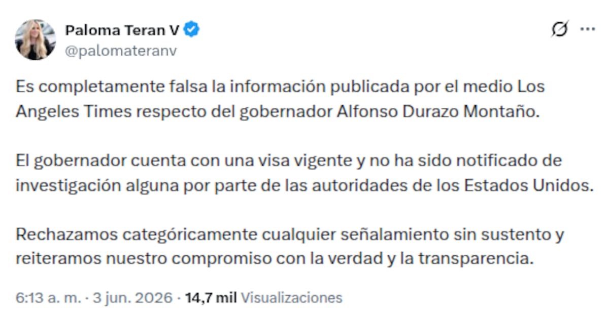 Crédito: X @palomateranv