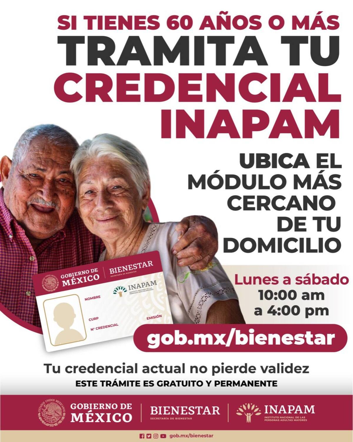 En cualquier momento se puede tramitar la credencial Inapam, sólo es necesario acudir con los requisitos a un Módulo del Bienestar