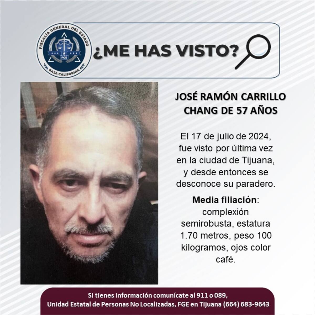José Ramón Carrillo Chang fue visto por última vez el 17 de julio del 2024.
