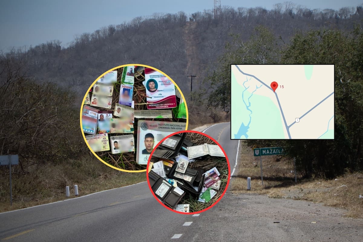 Identifican a dueños de carteras halladas abandonadas con documentos oficiales en la carretera México 15, al sur de Mazatlán, entre ellas credenciales universitarias de diferentes estados; colectivos piden localizarlos