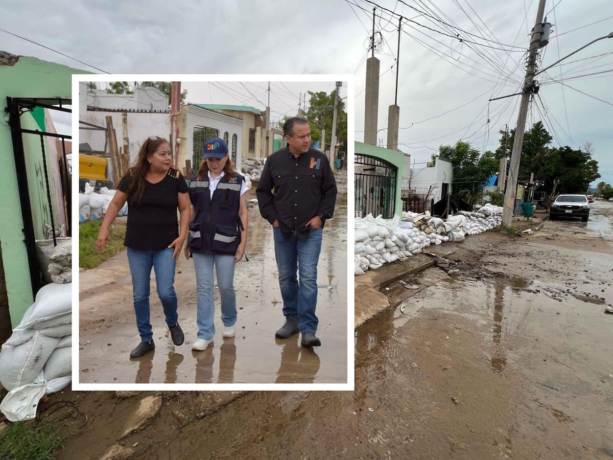 Familias de la colonia La Caridad muestran los daños causados por las lluvias mientras el alcalde Antonio Astiazarán Gutiérrez recorre la zona. FOTOS: ESPECIAL