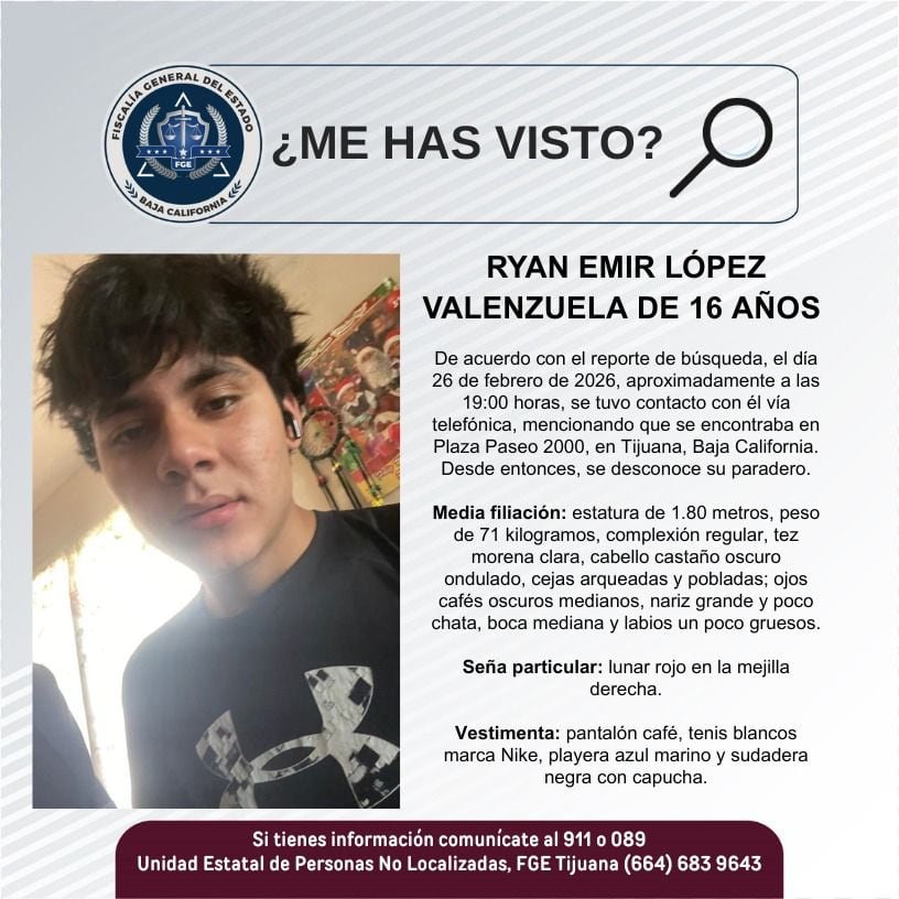 Fue visto por última vez el 26 de febrero de 2026.