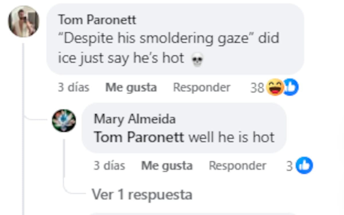 "A pesar de su mirada ardiente" ¿Acaba de decir ICE que es guapo? "Bueno, lo es."
/Foto: Captura en FB de I.C.E.