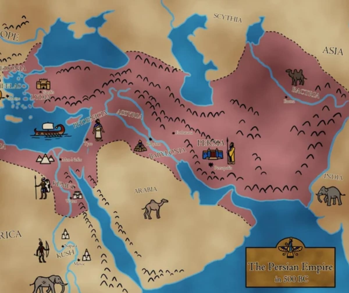 Mapa del antiguo Imperio Persa. Foto: Especial