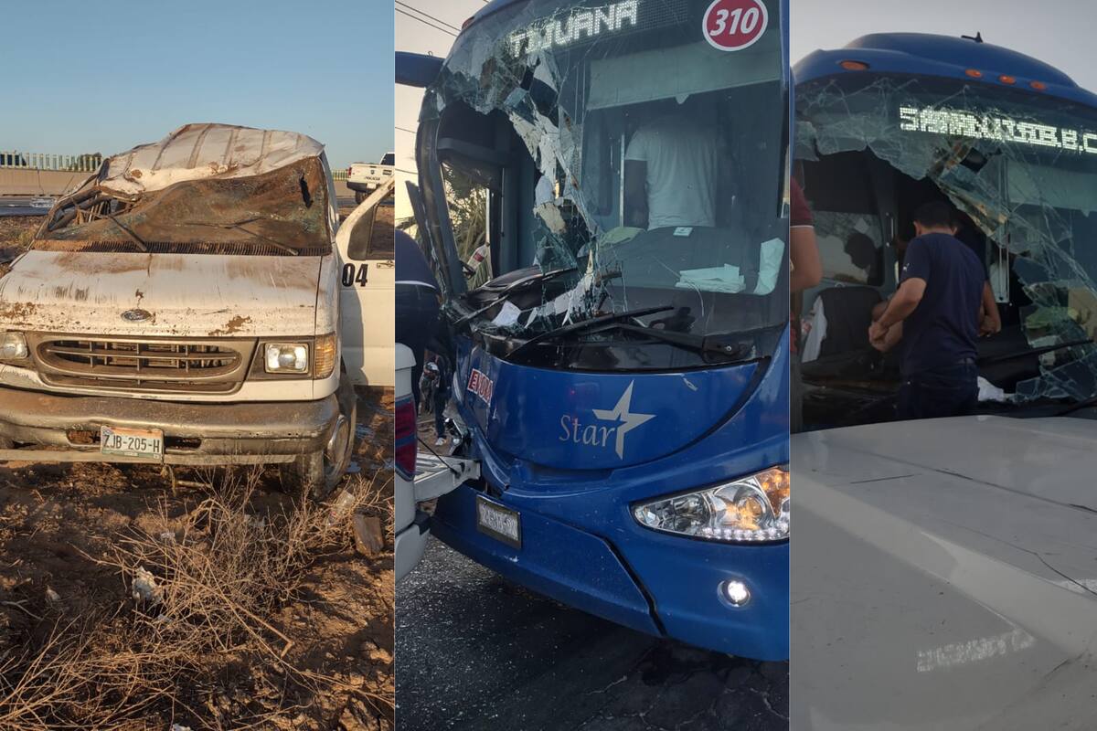 Autobús choca por alcance una camioneta en carretera a SLRC