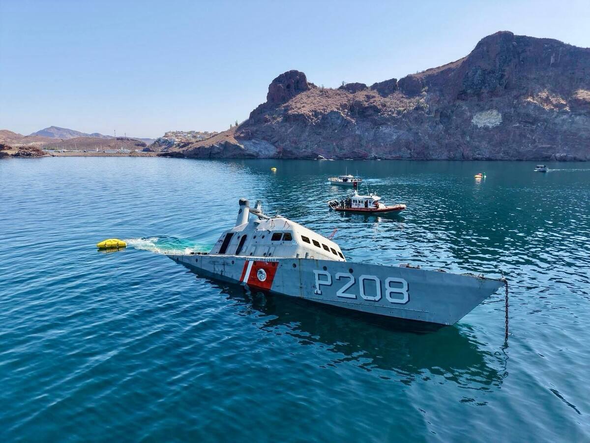 El ex buque PC-208 “De la Fuente” fue hundido cerca del cerro Tetakawi. | Especial