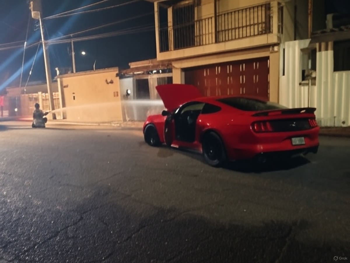Un entrenador de futbol fue detenido en pleno acto con una adolescente dentro de un vehículo Ford Mustang rojo.