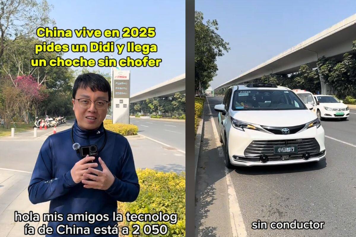 Hombre asegura que la tecnología en China está en el año 2050, muestra uber con piloto automático