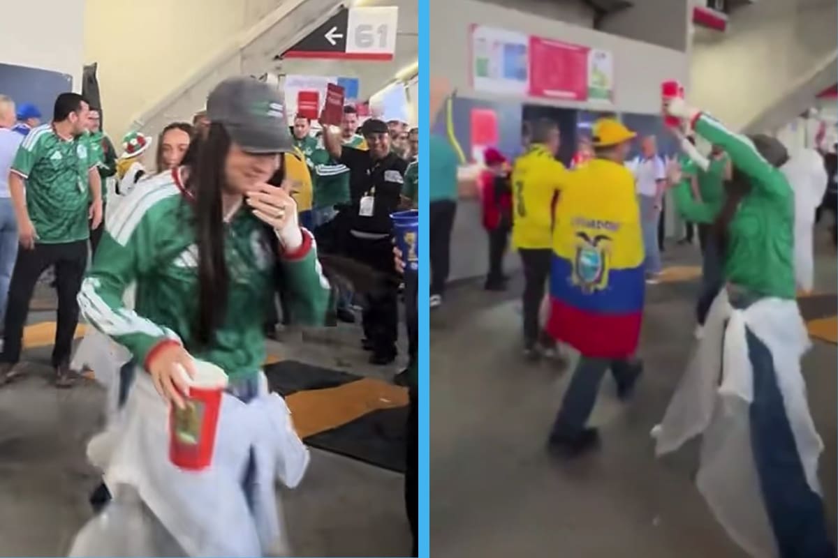 Aficionada mexicana lanza cerveza a ecuatorianos en el Estadio CDMX; video viral desata críticas en redes