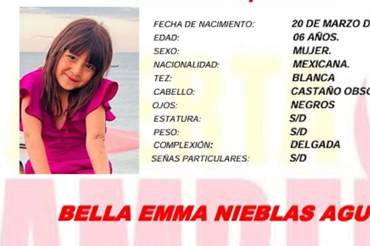 Activan Alerta Amber para Bella Emma Nieblas Aguilar de 6 años
