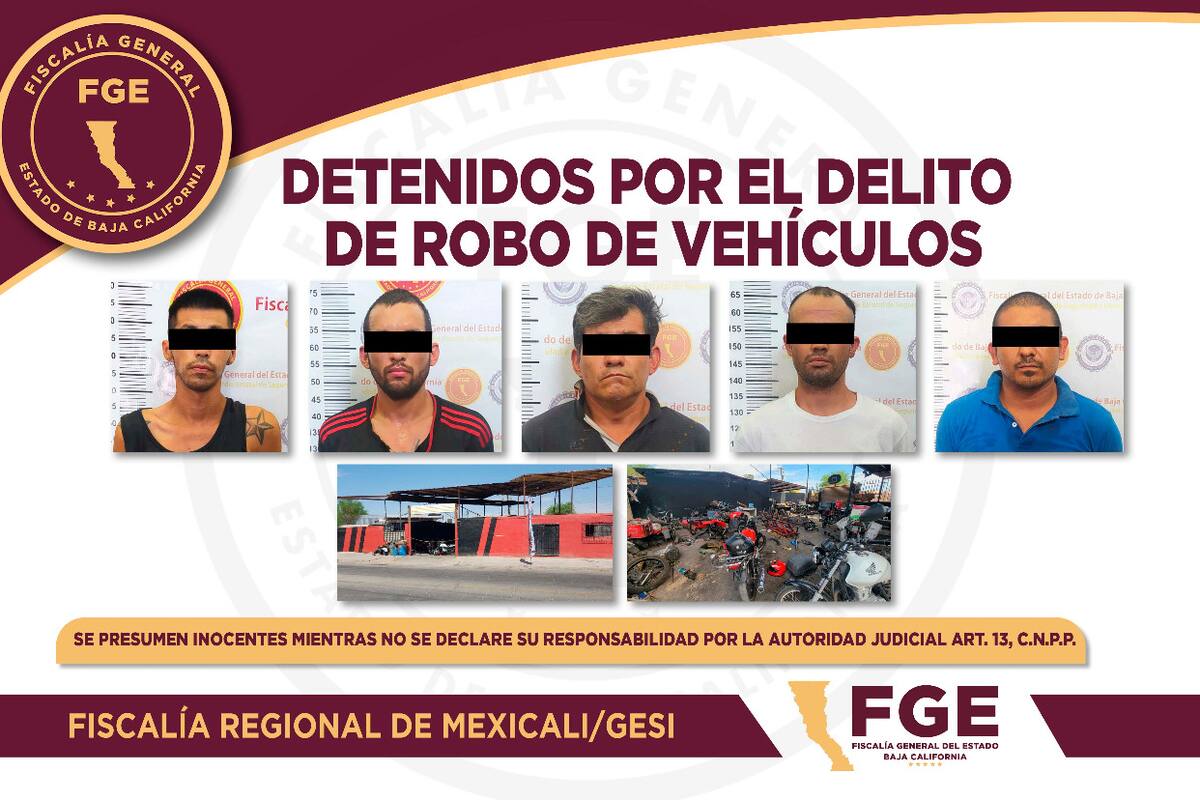 Localiza FGE motocicletas robadas y detienen a cinco en cateo