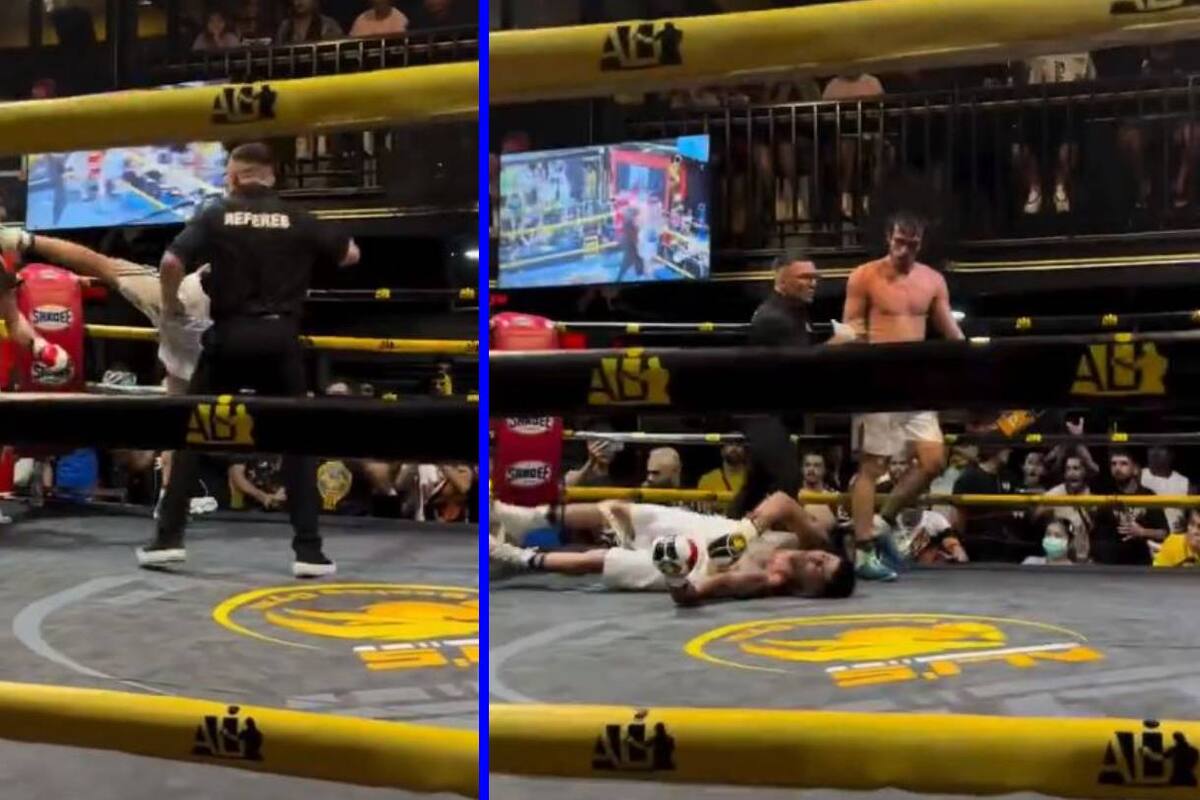 Peleador de MMA perdía en su debut en el boxeo y noqueó a su rival con una patada al rostro