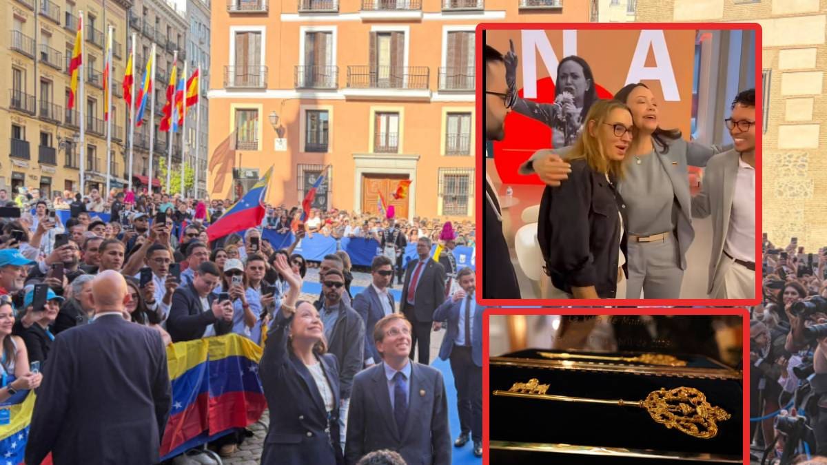 “A todos ellos me los quiero llevar de vuelta”: Así fue el emotivo encuentro en España de María Corina Machado con empleados venezolanos en un canal de noticias donde fue entrevistada, en medio de la gira que se encuentra haciendo por Europa y que también fue condecorada con las llaves de oro de Madrid
