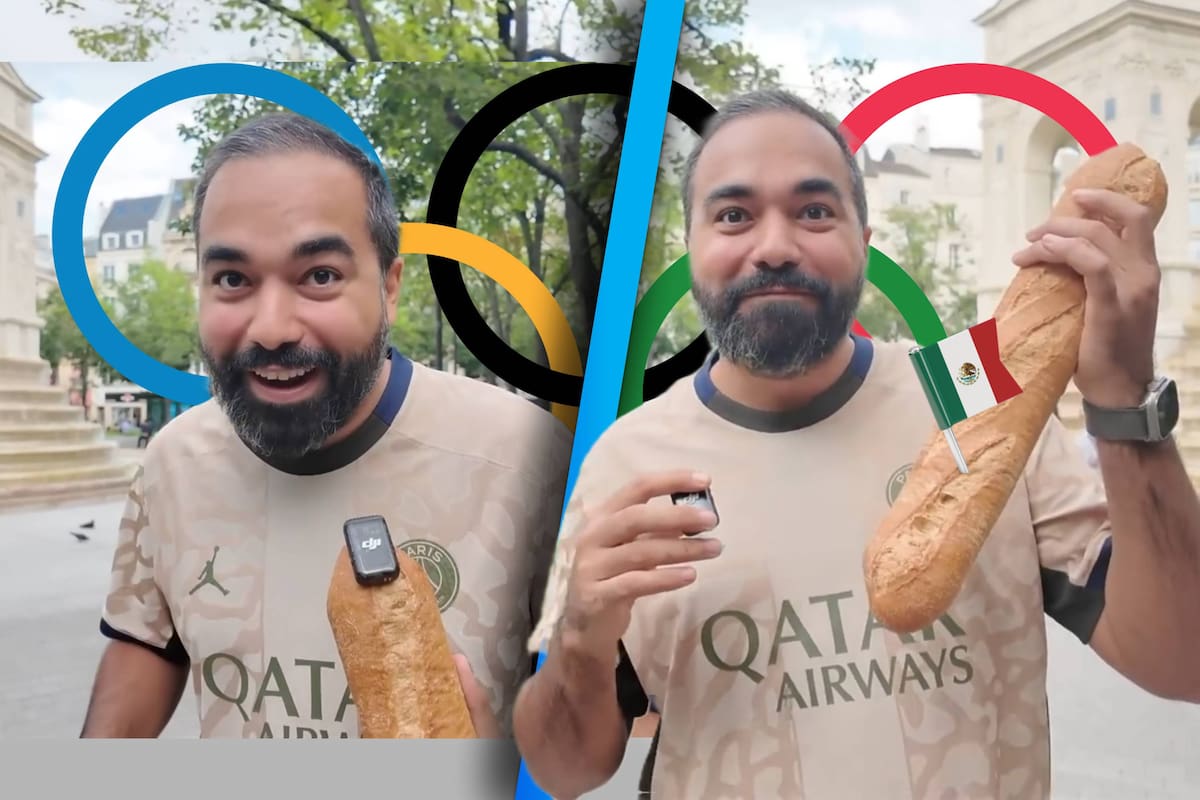 Influencer mexicano causa controversia en París 2024 tras utilizar una baguette como micrófono