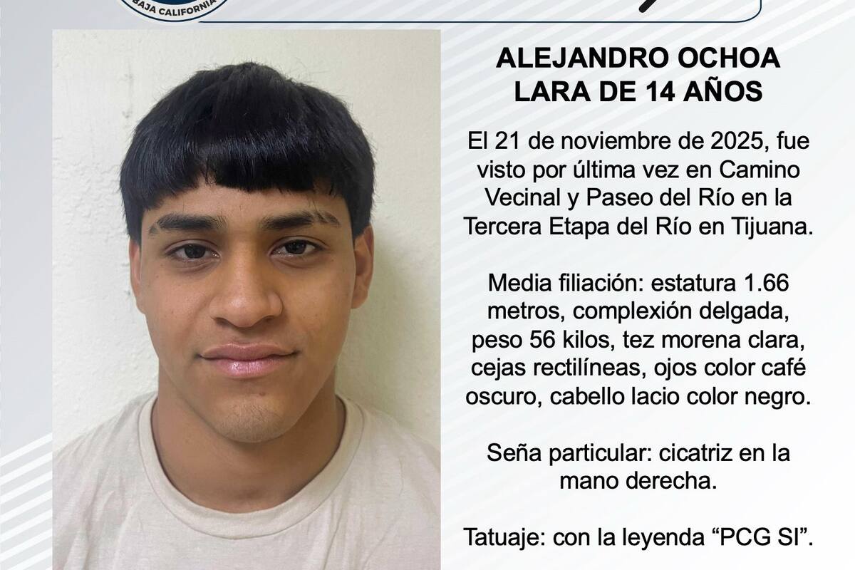 Se busca a Alejandro Ochoa Lara de 14 años de edad