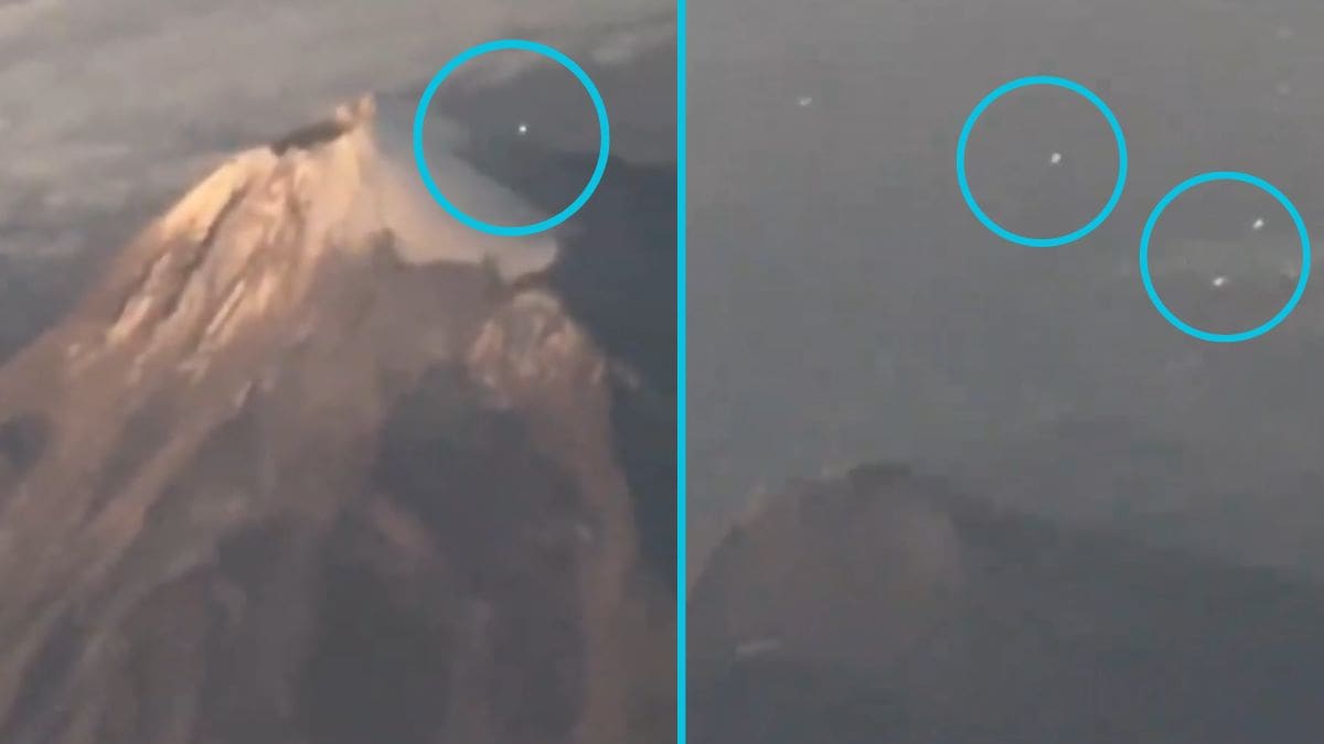 Pasajero logra captar presuntos OVNIS sobrevolando el Popocatépetl desde un avión (VIDEO)
