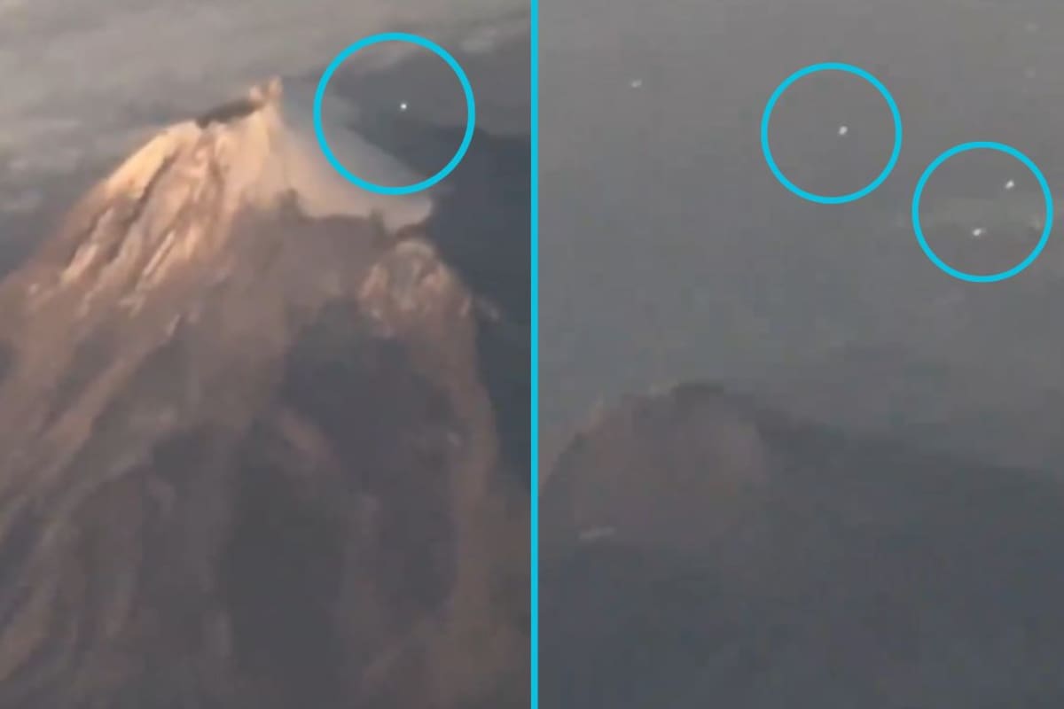 Pasajero logra captar presuntos OVNIS sobrevolando el Popocatépetl desde un avión (VIDEO)