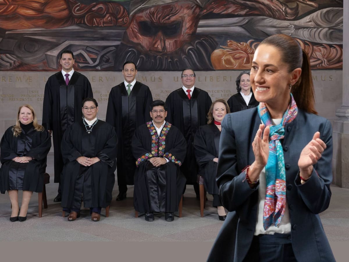 La presidenta Claudia Sheinbaum celebra la decisión de la nueva SCJN al disminuir los sueldos de ministros. | Crédito: Presidencia/SCJN