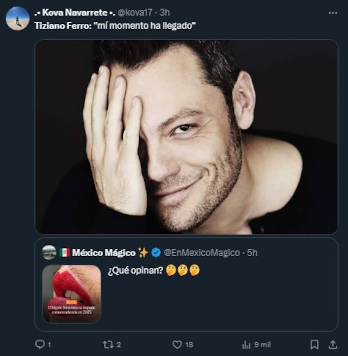 Tiziano Ferro se vuelve tendencia de la presunta moda del bigote femenino