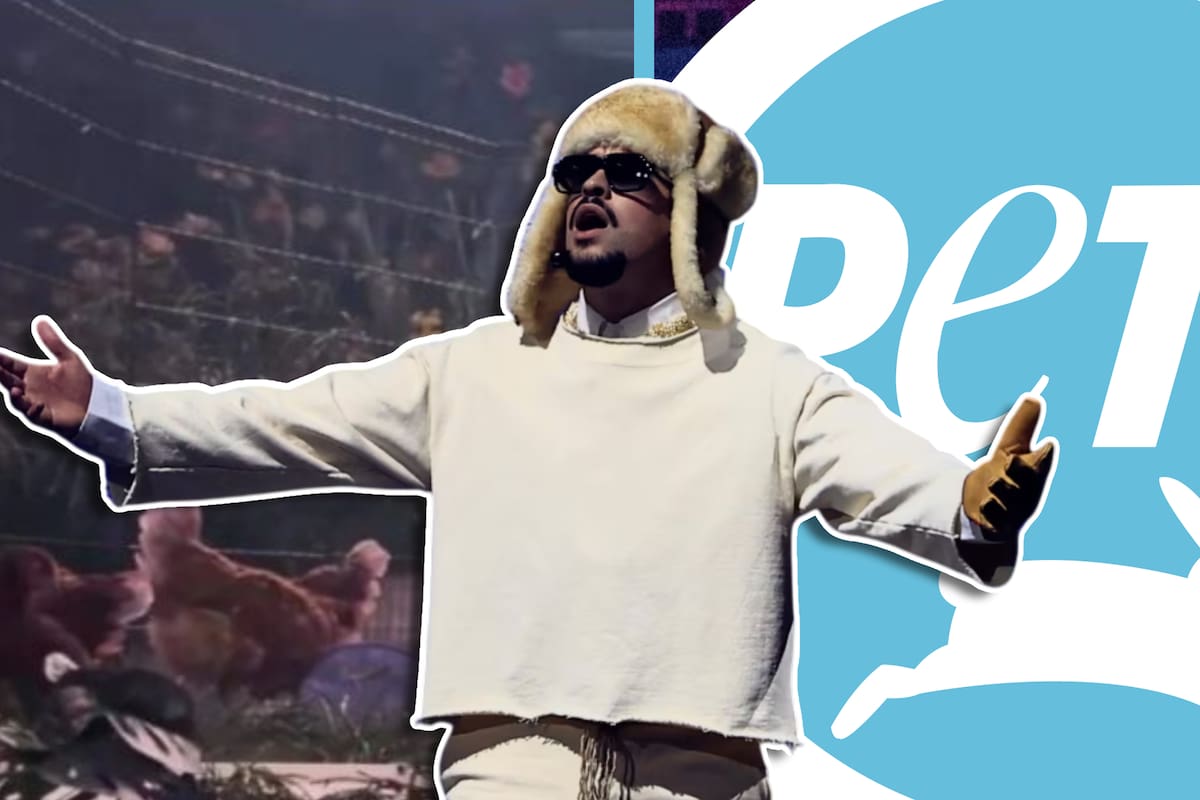 PETA, organización de derechos animales denuncia a Bad Bunny por uso de gallinas en concierto; “solo normaliza el maltrato”