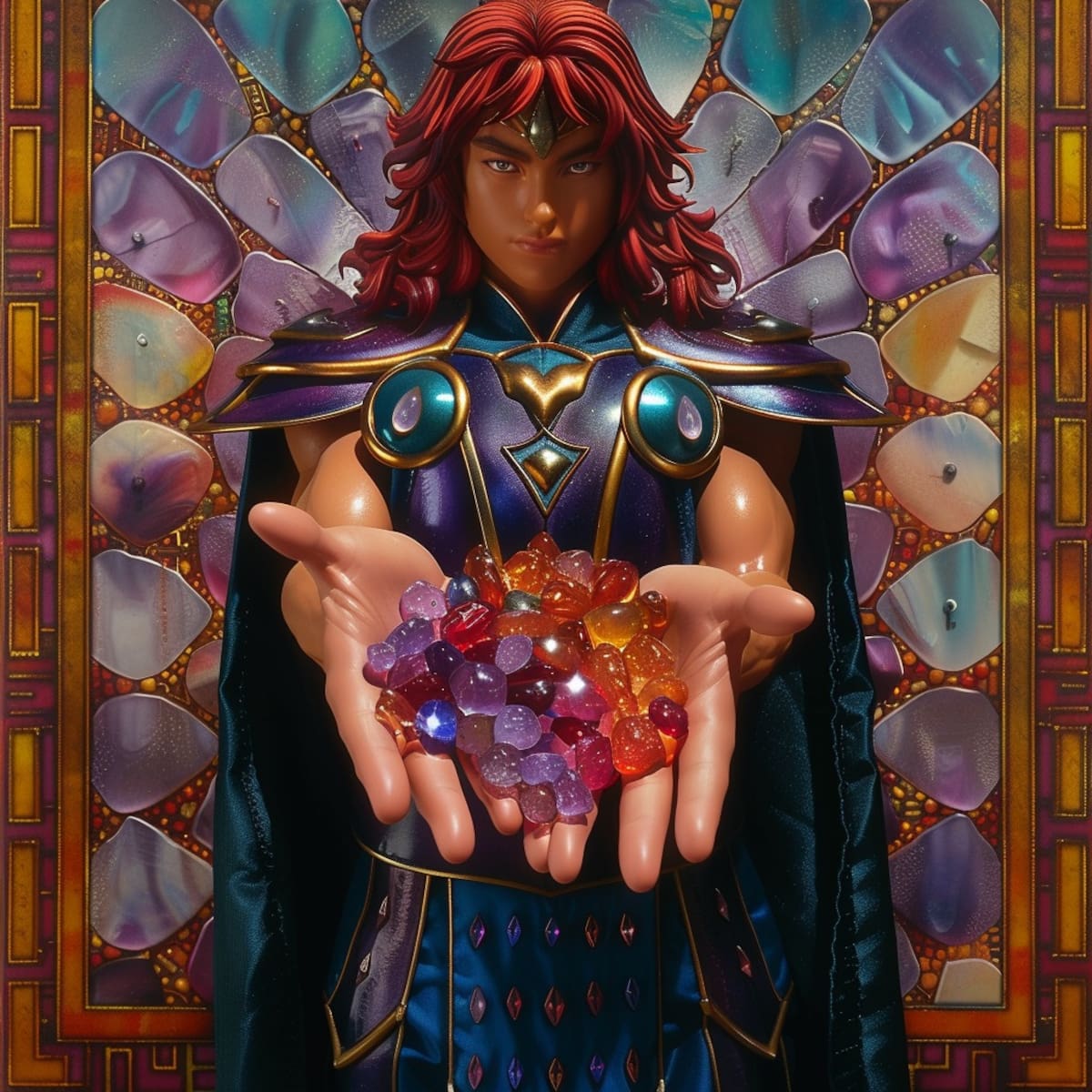 Los ojos azules de Ágora, según la IA, reflejan su convicción en las palabras y órdenes inquebrantables de Shaka.