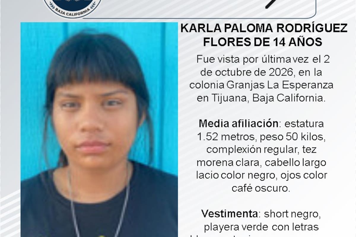 Se busca a Karla Paloma Rodríguez Flores de 14 años
