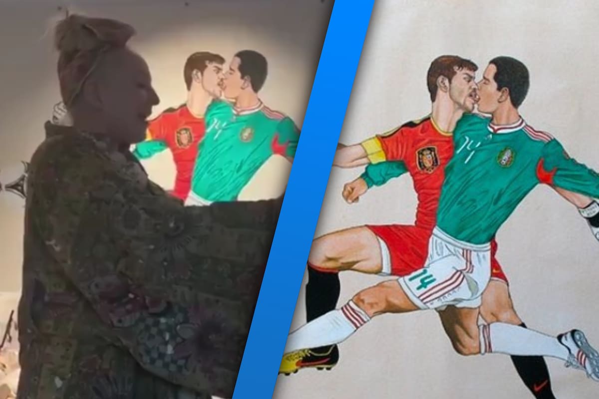 ¿El Chicharito? La cantante Sia se vuelve viral tras mostrar una pintura de dos futbolistas besándose