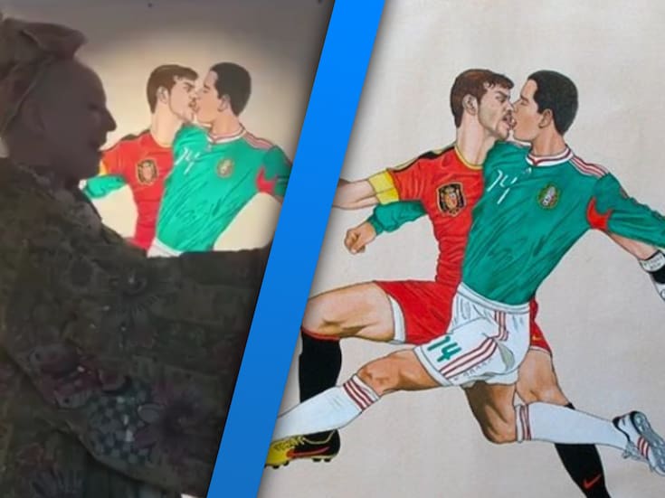 ¿El Chicharito? La cantante Sia se vuelve viral tras mostrar una pintura de dos futbolistas besándose
