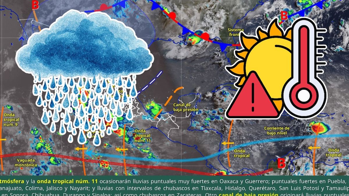 Mientras Guerrero y Oaxaca esperan lluvias muy fuertes, el norte de México enfrenta calor extremo con temperaturas superiores a los 45 grados
