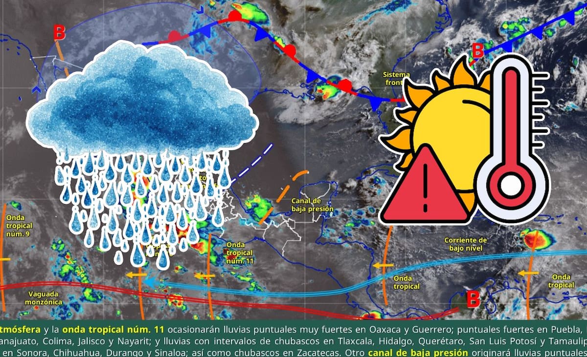 Mientras Guerrero y Oaxaca esperan lluvias muy fuertes, el norte de México enfrenta calor extremo con temperaturas superiores a los 45 grados