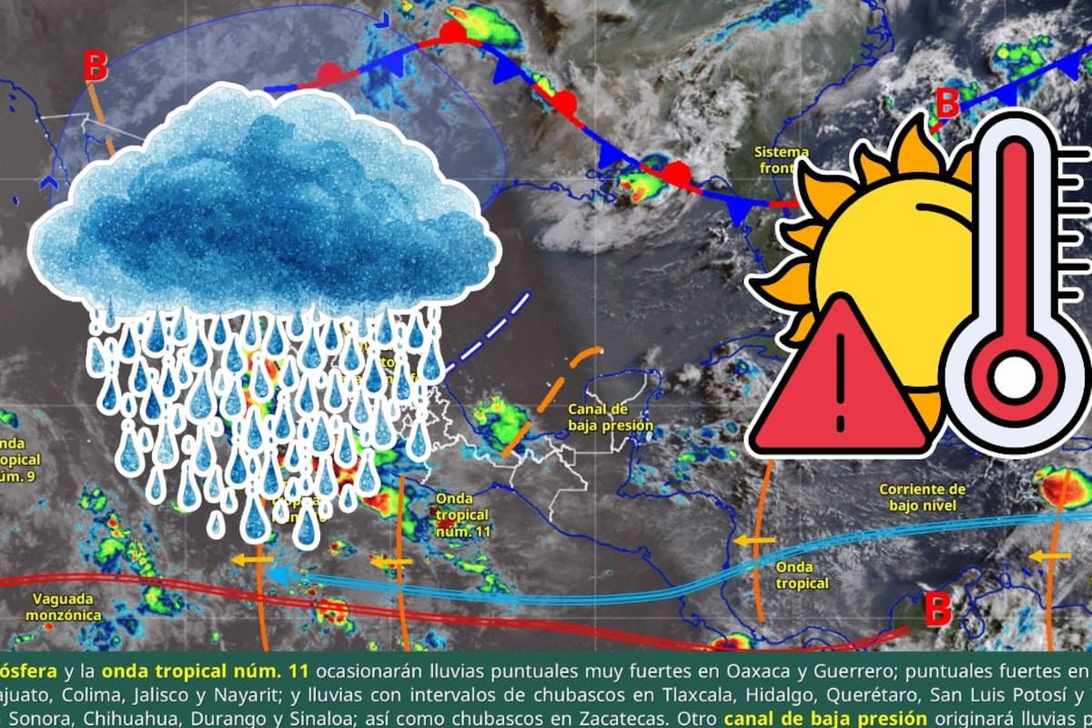 Mientras Guerrero y Oaxaca esperan lluvias muy fuertes, el norte de México enfrenta calor extremo con temperaturas superiores a los 45 grados
