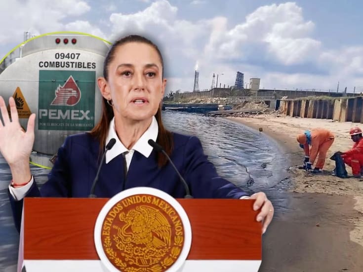 Claudia Sheinbaum aclara que el principal derrame en Dos Bocas provino de un barco, no de Pemex, y advierte que la FGR investigará el caso por ser “delito penal”