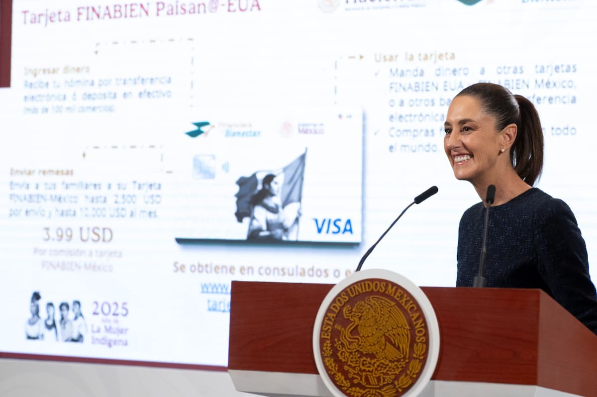 Sheinbaum presenta la Tarjeta Financiera del Bienestar en su 'Conferencia del Pueblo' del 18 de julio del 2025. | Crédito: Presidencia MX