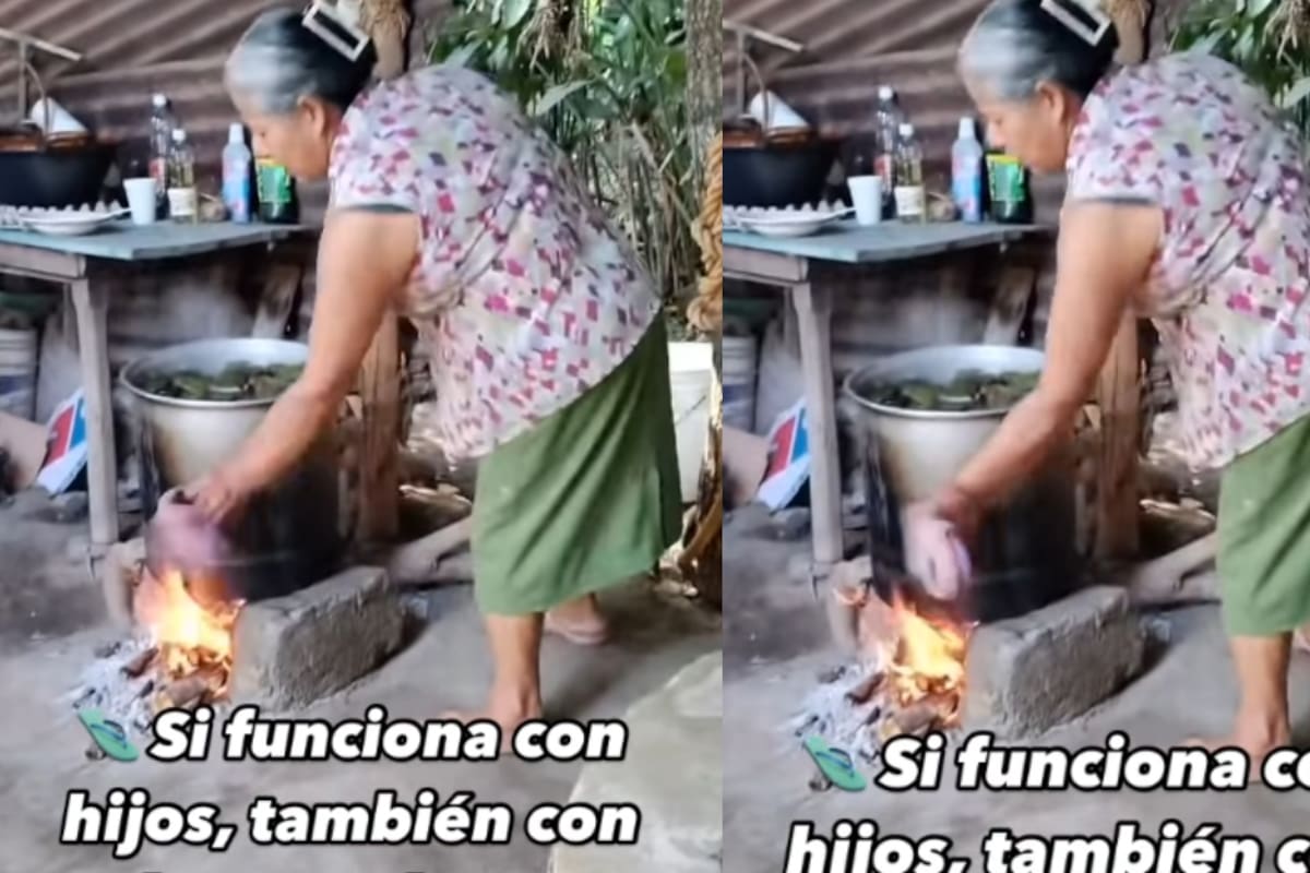 “¡Chanclea a la olla de tamales!“: abuelita se vuelve viral por regañar y golpear con sus chanclas a los tamales