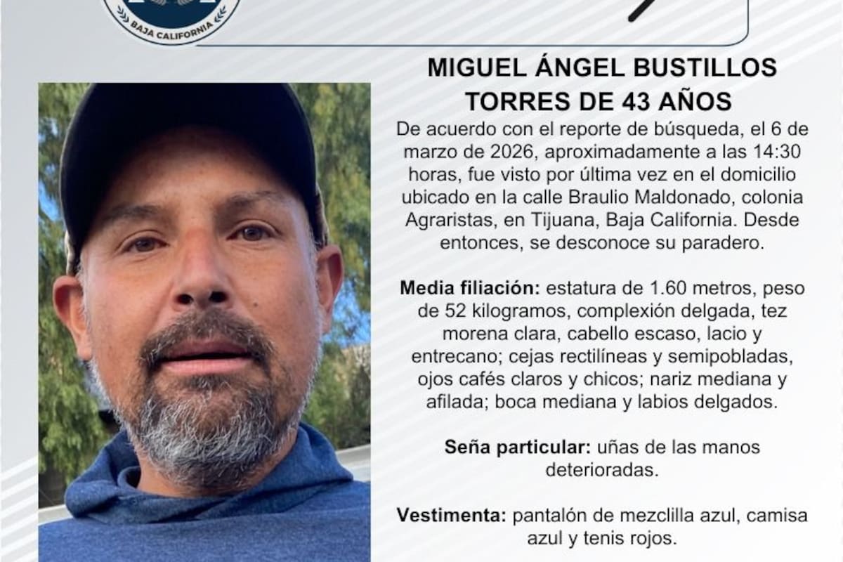 Se busca a Miguel Ángel Bustillos Torres de 43 años