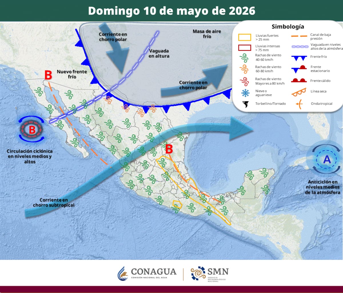 Áreas en vigilancia por desarrollo de tormentas significativas en las siguientes 24, 48, 72 y 96 horas. | Foto: SMN.