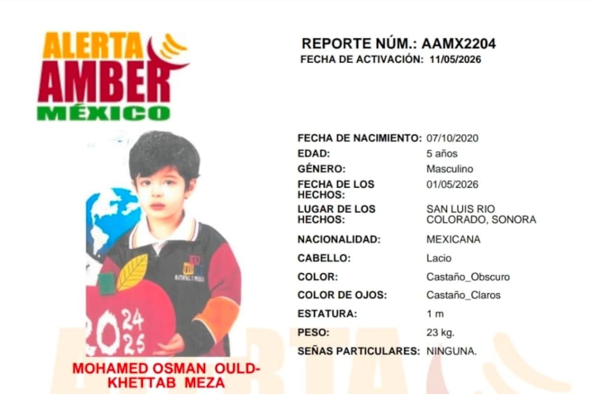 Activan Alerta Amber por Mohamed Osman Ouldkhetta Meza de 5 años
