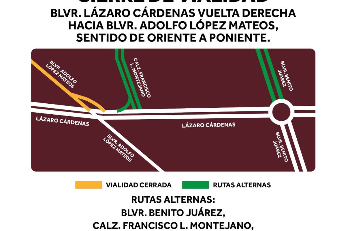 Cierre temporal de vialidad por trabajos en el distribuidor vial