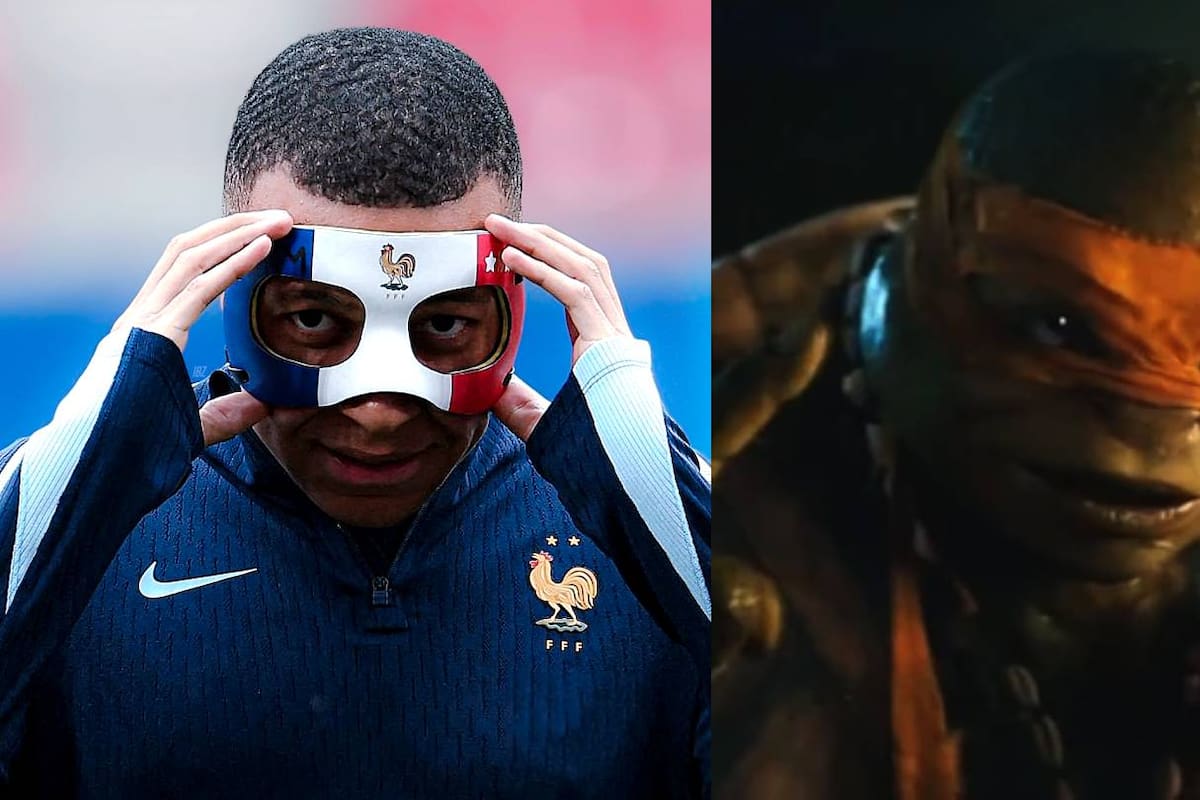 Mbappé apareció con máscara y las redes lo compararon con una Tortuga Ninja