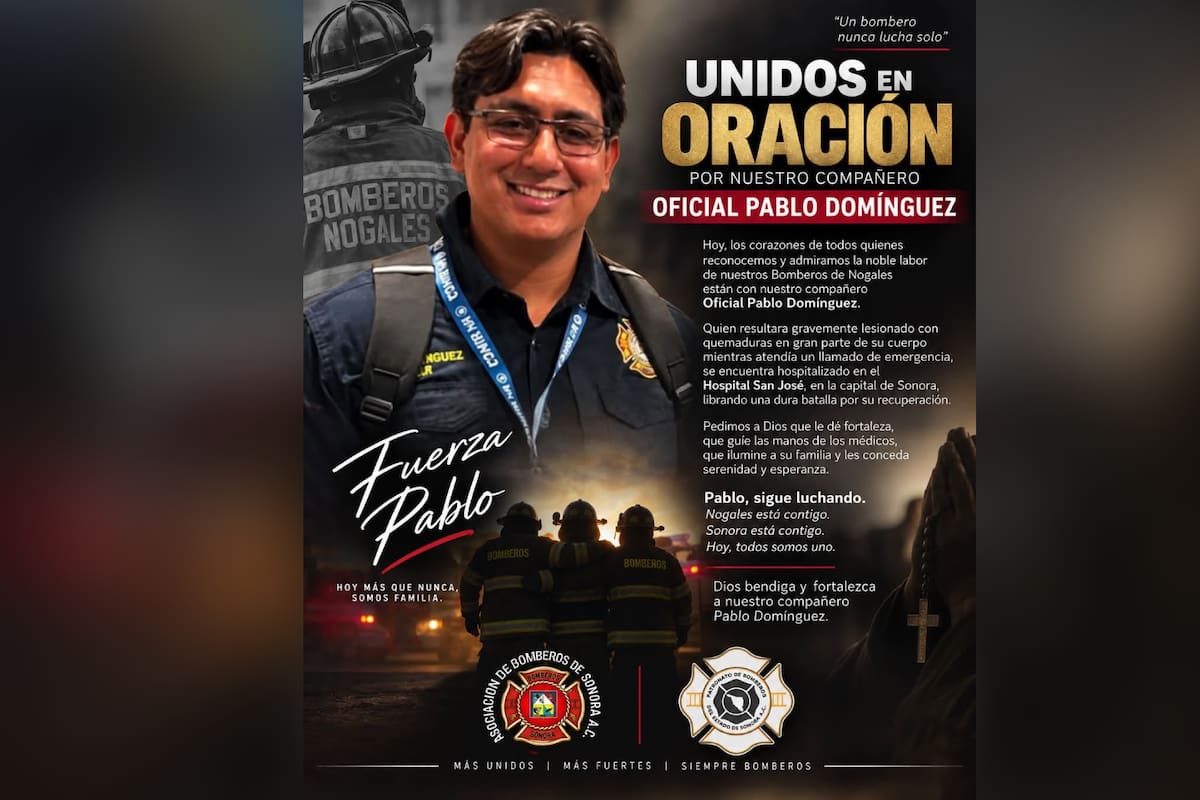 Bombero de Nogales, con quemaduras tras explosión por gas, está en cuidados intensivos