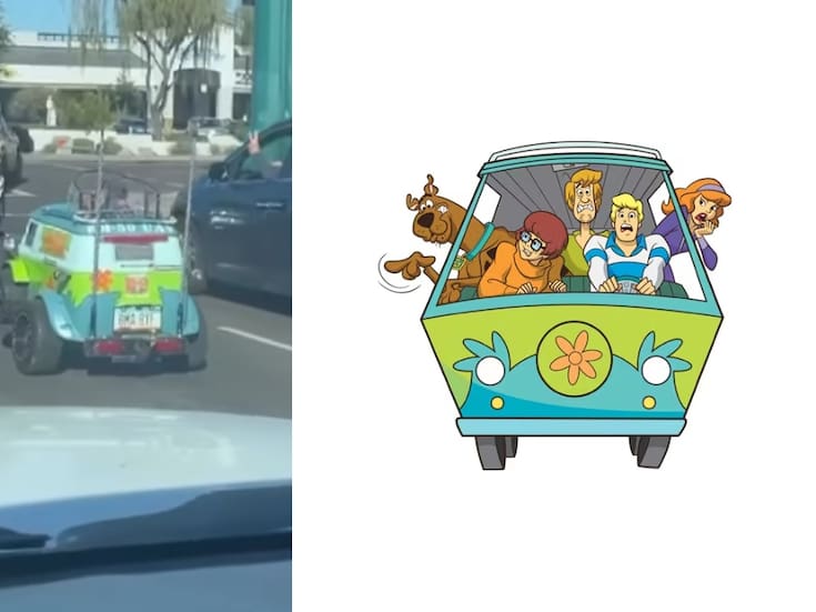 “Viene con todo y placas”: Hombre se vuelve viral en el tráfico por mandar a hacer una camioneta idéntica a la de Scooby-Doo para su perrito