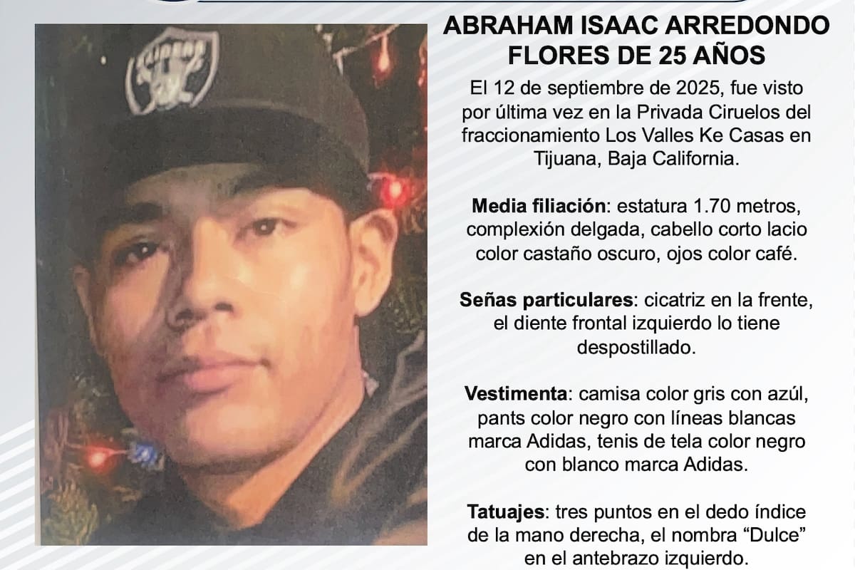Se busca Abraham Isaac Arredondo Flores de 25 años