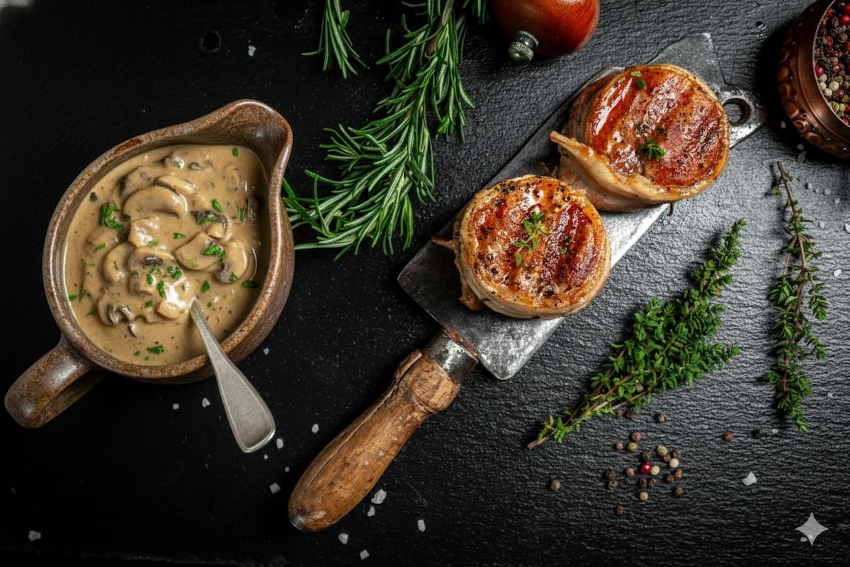 Lomo con tocino en “gravy”