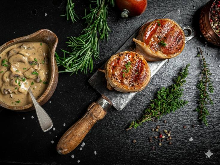 Lomo con tocino en “gravy”