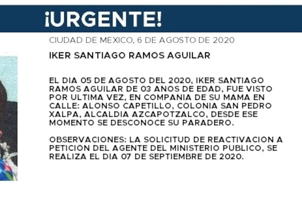 Buscan con urgencia a Iker Santiago, de 3 años de edad, en la CDMX
